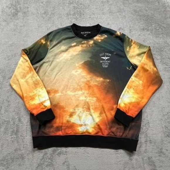 Y2K Rocawear Sweater Crewneck Sun Cloud Mens‎ 2XL - Picture 1 of 8